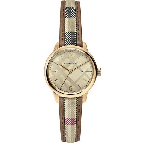 Womens / Gents Classic Round Gold Nova Brown Check 